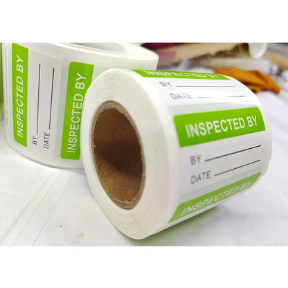 Bulk Pack: 1 x 2 Inch "Inspected By" Labels - 500 Pcs