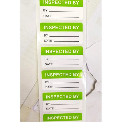 Bulk Pack: 1 x 2 Inch "Inspected By" Labels - 500 Pcs