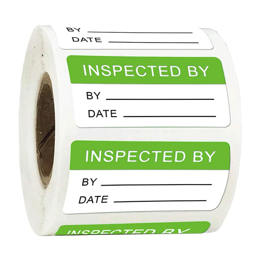 Bulk Pack: 1 x 2 Inch "Inspected By" Labels - 500 Pcs