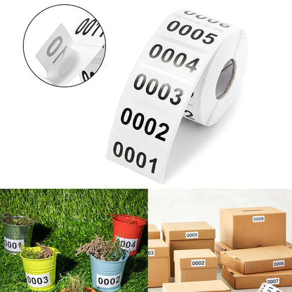 Plant Labels Number Stickers 0001-1000 1 Roll 40*20mm Consecutive Inventory For Labeling High Quality Material