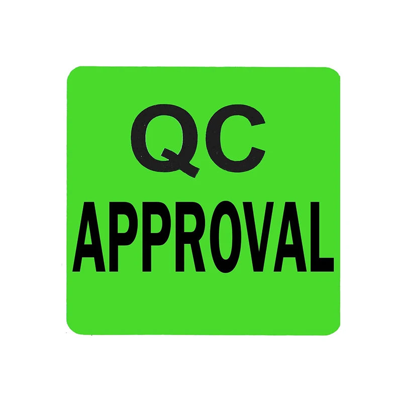 "QC Approval" Labels - 2 Inches Fluorescent Green - 500 Pcs