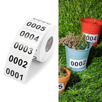 Plant Labels Number Stickers 0001-1000 1 Roll 40*20mm Consecutive Inventory For Labeling High Quality Material