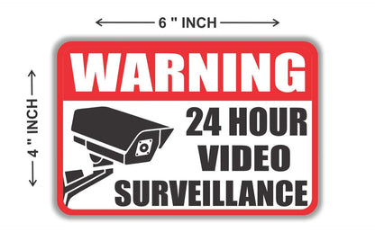 4"*6" 6PCs Video Surveillance Sign Sticker, Vinyl Decals