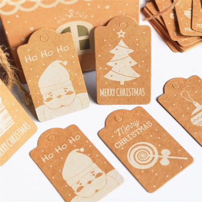 50pcs Christmas Kraft Paper Tags for Xmas Gifts and Garments